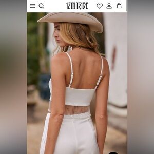 Brand new with tags - Torrey White Satin Beaded Fringe Crop Top
